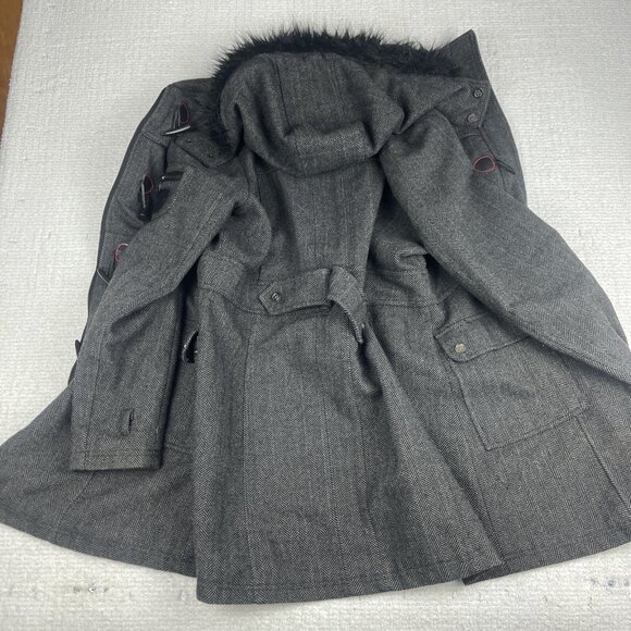 Coogi Coat Women XL Black Faux Fur Removable Hood Parka Jacket Anorak *READ* - Picture 14 of 16